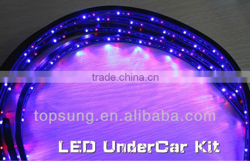 4pc set 7 color Undercar Lights RGB Under car Neon Light Kit w/ Wireless Remote controller (48"x2 + 36" x2) Under car Neon Light