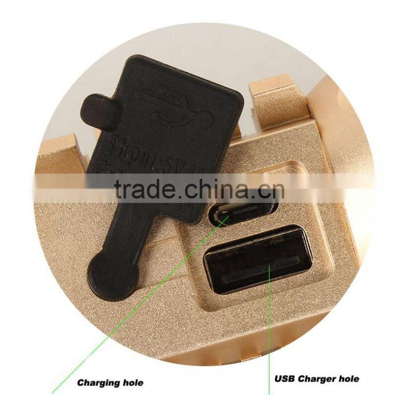 2015 Aluminum Material Strong Light High Powe USB Rechargeable 3.7V Flashlight