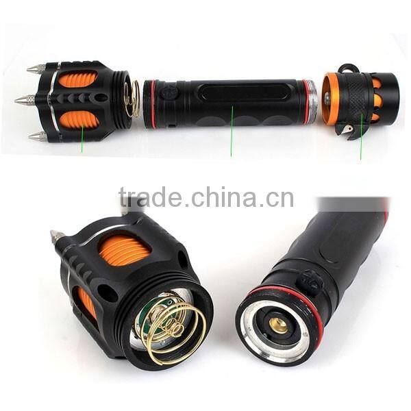 1196 Function 4 In 1-Alarm/Window Breaker 10W XML T6 aluminum material led flashlight