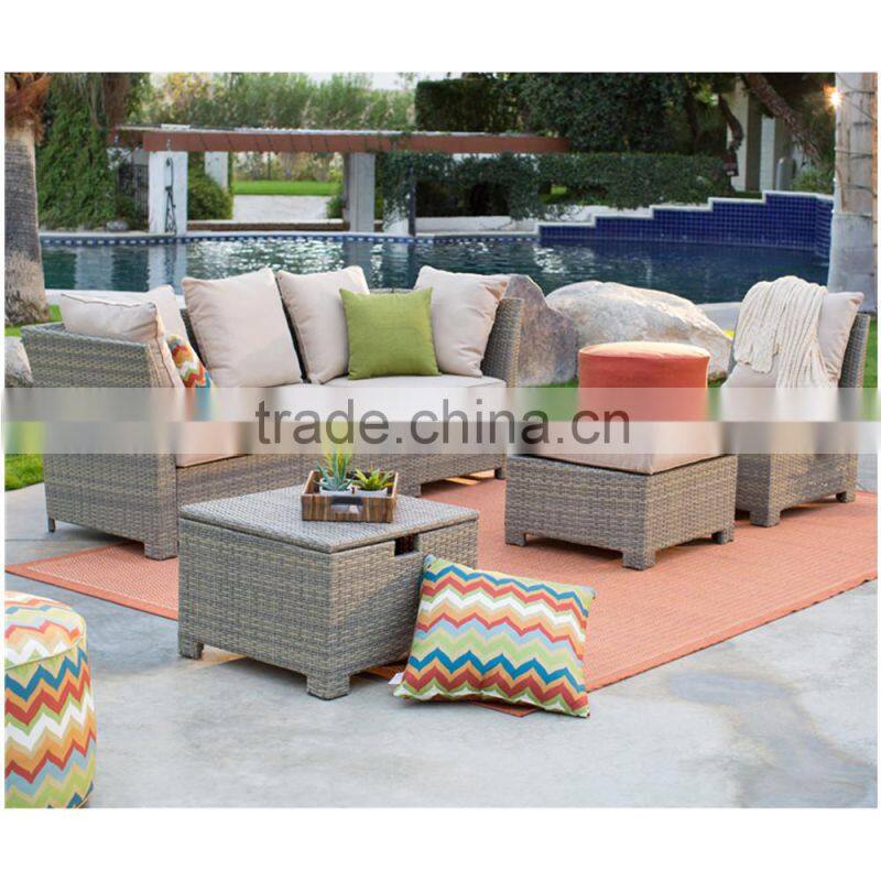 Classic style L shape outdoor rattan sofa with waterproof cushion