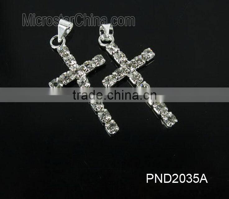 Fashion black color copper clear rhinestone cross locket pendant necklace