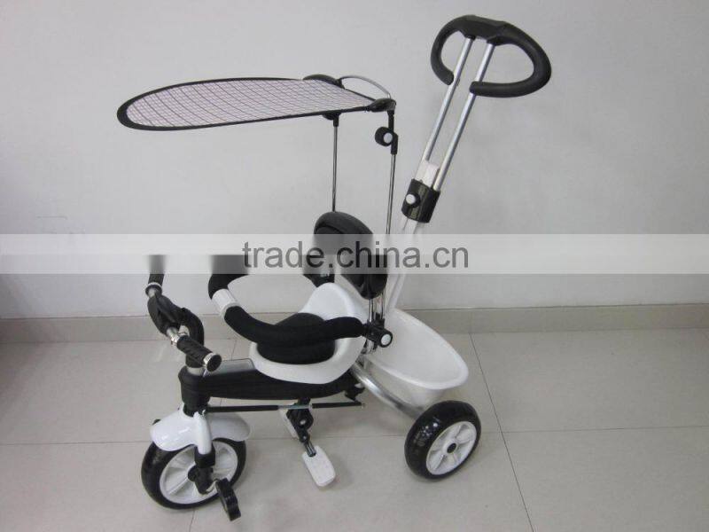 2015 white colros Baby tricycle wtih 3 point safety belt, pass en71cert with good quality keep your baby safe and comfirtable
