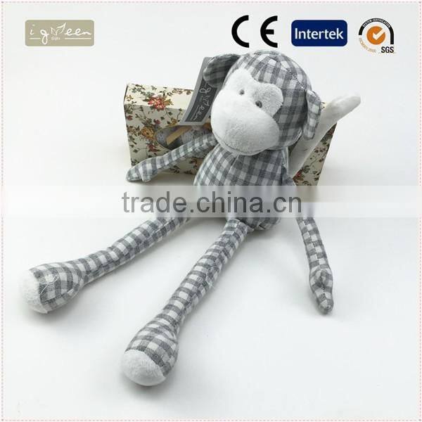 I-Green Toy Series-Fashional Style cute printcloth bear wearing bow tie Linen sitting monkey