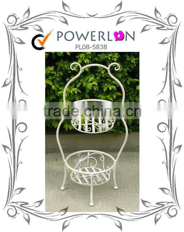 Wholesale Nice Durable Wrough Iron Hand Crafted 2 Tier Flower Pot For Garden Home Patio I23M TS05 X00 PL08-5838
