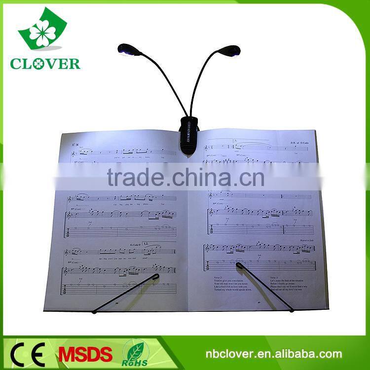 Fashionable book reading 2 led target adjustable led mini clip book light