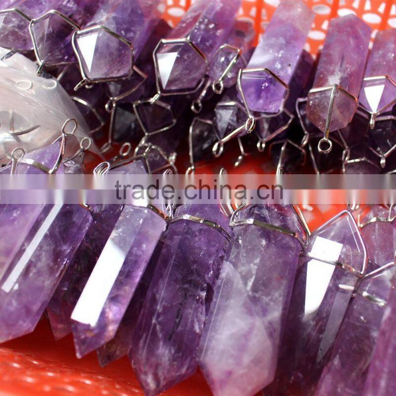 natural polished amethyst quartz crystal pendents