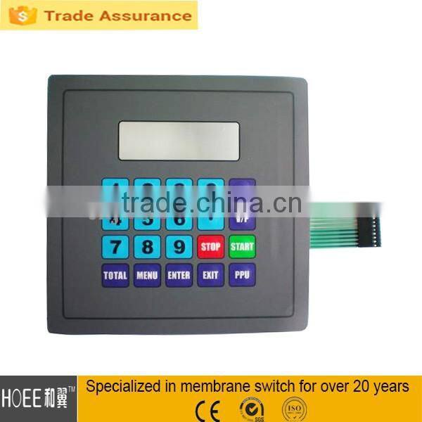 3x3 membrane tactile switch keypad with display window
