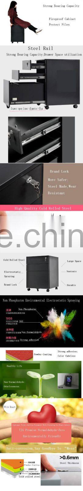 TJG Taiwan Metal 3 Drawer Mobile Pedestal Filing Cabinet Large Storage Space