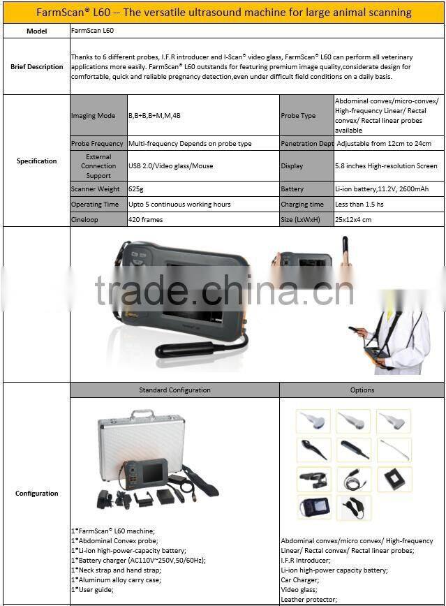 portable 0.6kg Vet Ultrasound Machine for pets applications