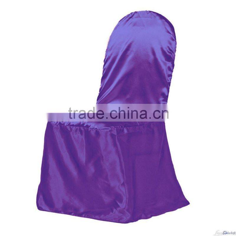 100% Purple polyester Satin Chair Cover for wedding