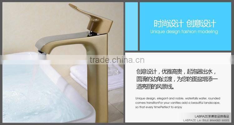 LABRAZE LE12008 Gold Finish Lavatory Basin Long neck Brass Faucets for the bathroom