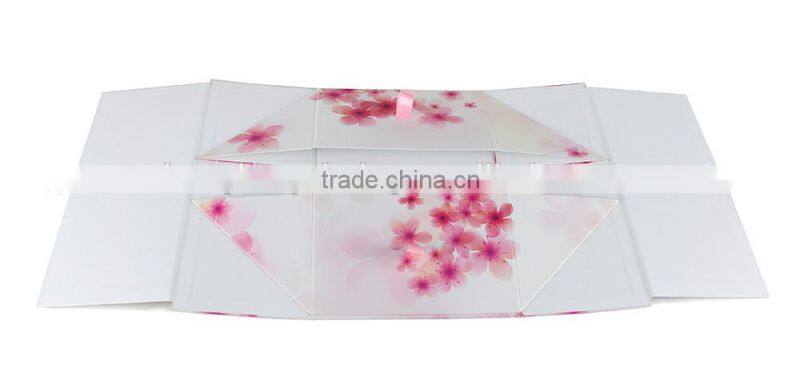 Wholesale cardboard folding gift box paper packaging box with ribbon