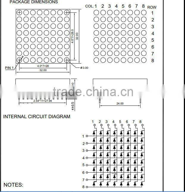 Colorful 1388AURPGB dot matrix led diode