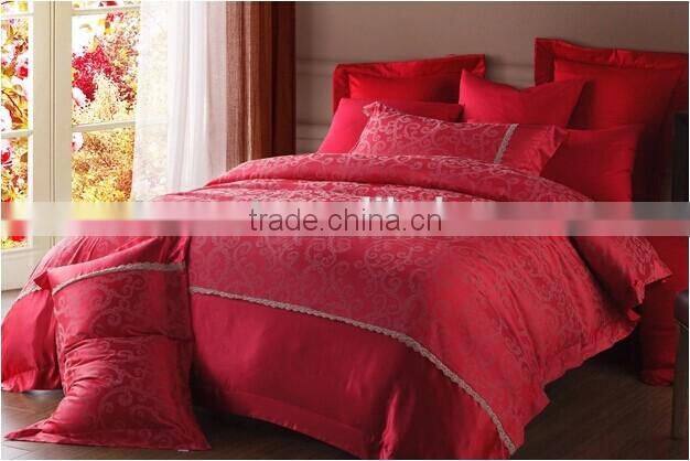 100% satin jacquard Europe Bedding set luxury high quality red bed set