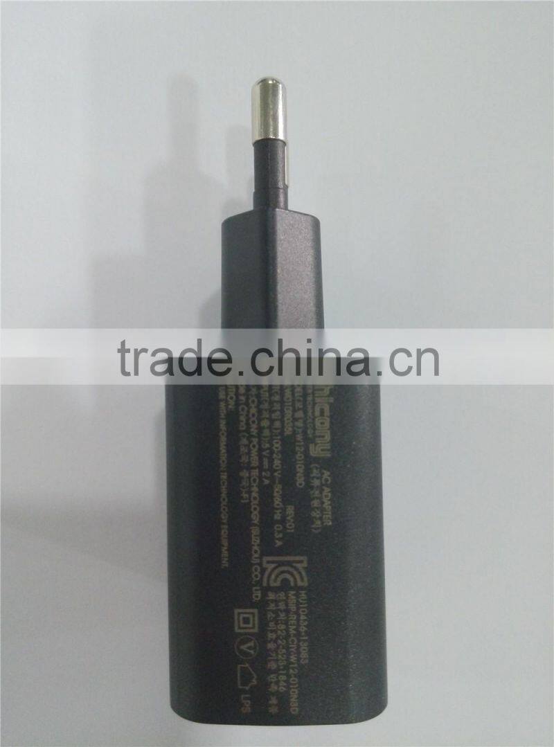 Original packing EU Plug Chicony AC ADAPTER W12-010N3D 5V 2A with USB port for mobile phone use