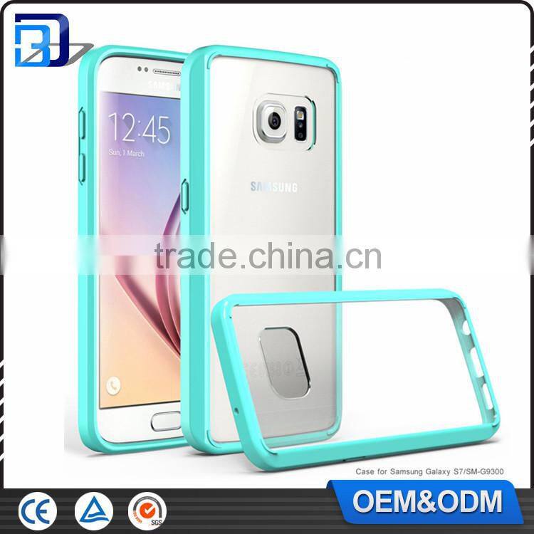 2016 Top Selling Transprant 2 in 1 TPU Bumper + Hard Plastic Hybrid Back Cover Acrylic Case For Samsung Galaxy S7
