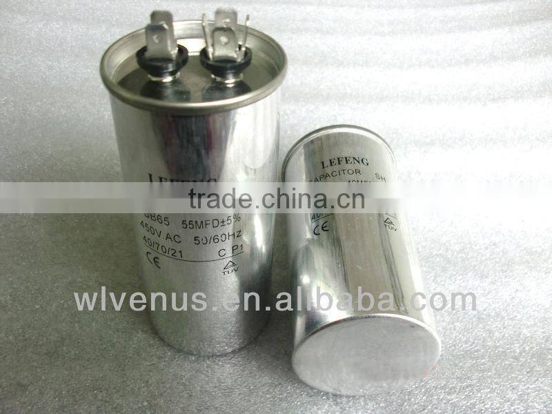 aluminum case round cbb65 type air conditioner running capacitor