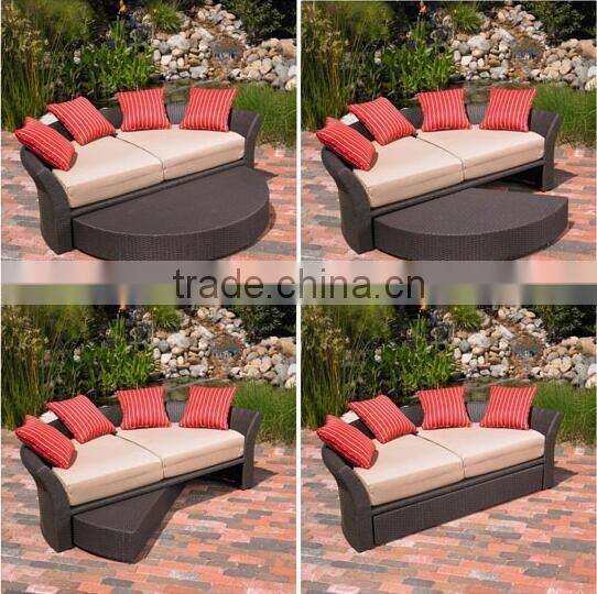 Luxury Rattan Garden Furniture Conversion Sofa Sunbed sectional sofa bed