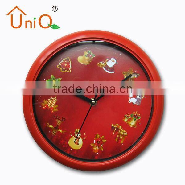 Round Lovely home or shop decoration christmas theme wall clock