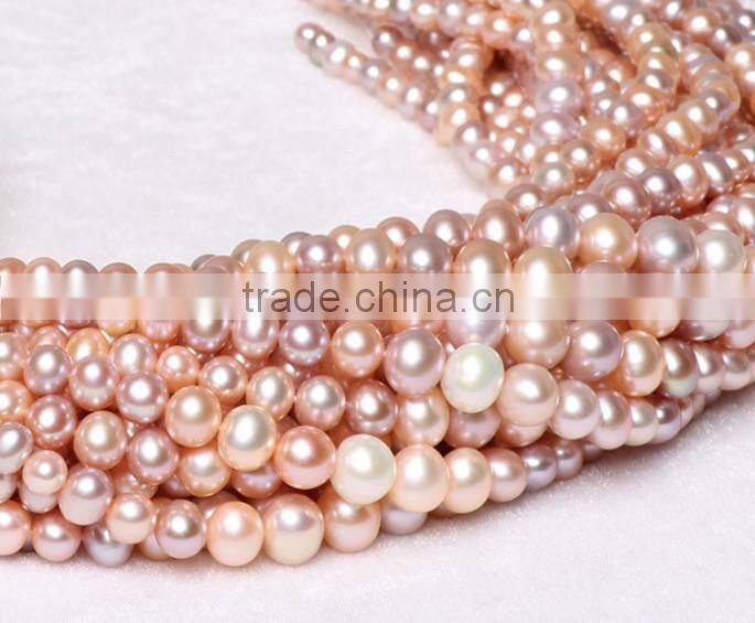 AAA2 Grade natural 5.0-9.0mm mix color nealy round freshwater pearl for making necklace
