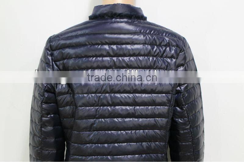 2014 Winter Padded Jacket Women Garment Long-Sleeve Dark Blue Down Jacket Trimmed With Laces