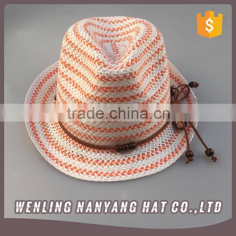 Unisex Paper Straw Cheap Fedora Hat Custom Logo Band/Ribbon/Rope Hat