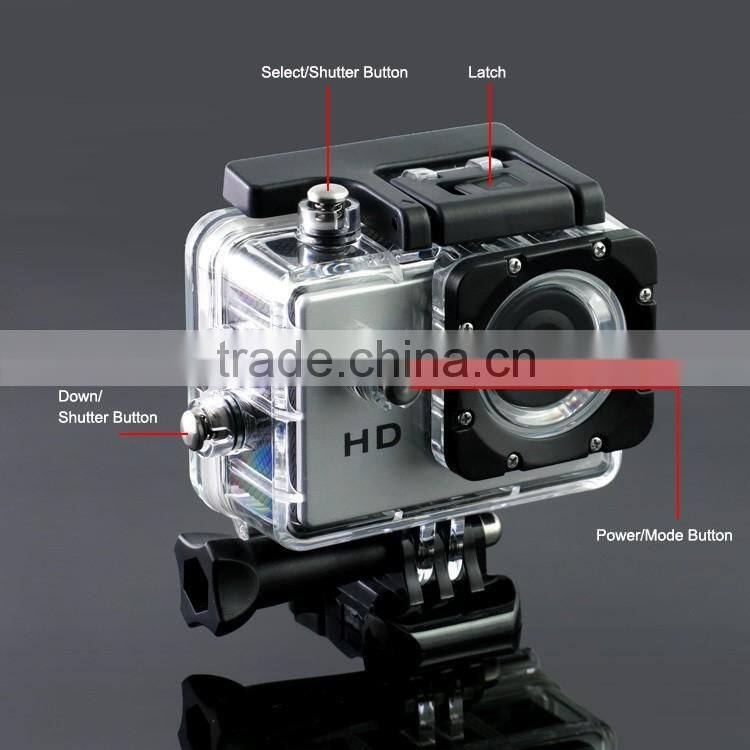 HD 720P Sport DV Action Camera 2.0" LCD 90 Degree Wide Angle Lens 30M Waterproof Mini Digital Camcorder