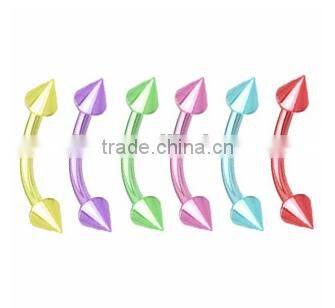 Titanium anodized fancy high polished ball eyebrow rings fake eyebrow rings