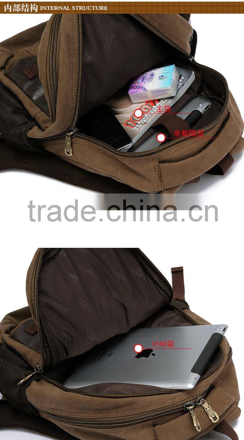 New arrived brown custom canvas backpack laptop bags wholesale for 14inch