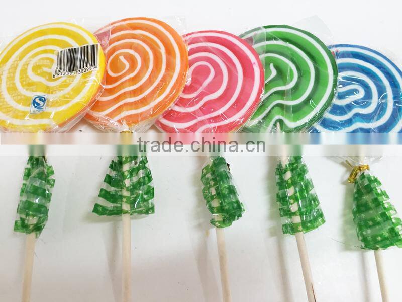 80g twisted round flat lollipop candy
