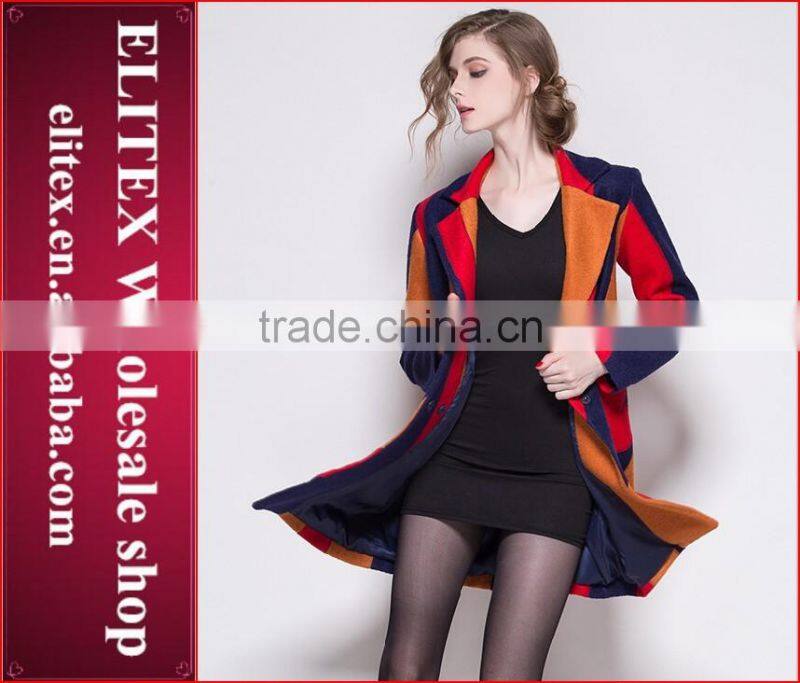 2015 HOT Unique Fashion Blue Jacquard ladies overcoat designs Winter Dress