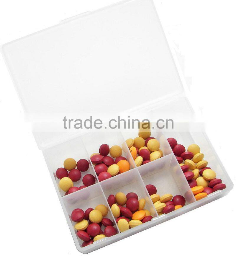 best sale plastic 8 compartments pill box with high quality, custom color ,custom size,OEM orders are welcome