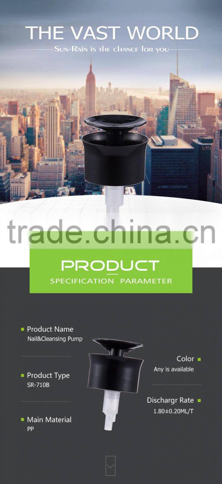 Wholesale attractive price new type cosmatic nail art plastic cleaning lotion pump