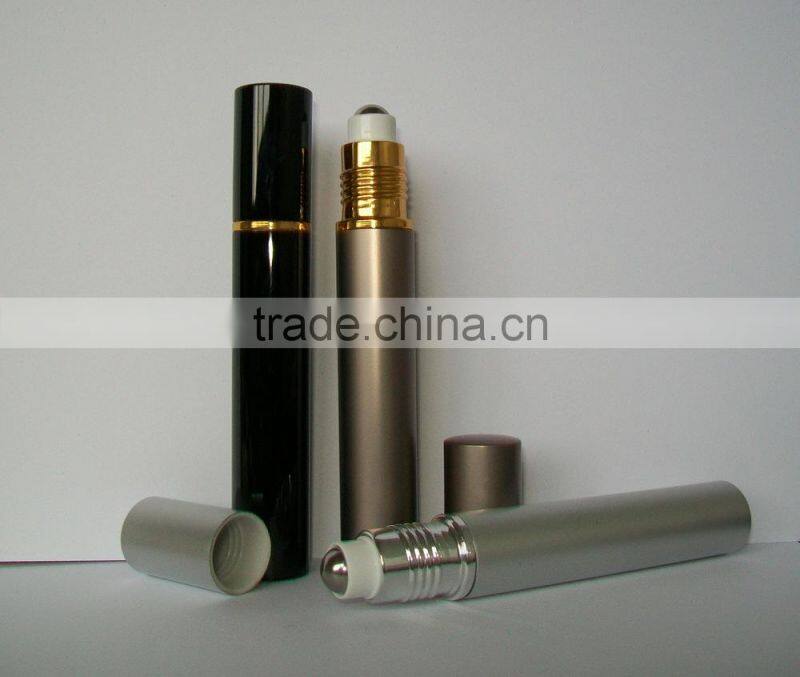 fancy empty glass perfume bottle with metal roller ball