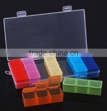 21 cells colorful medicine chest box case