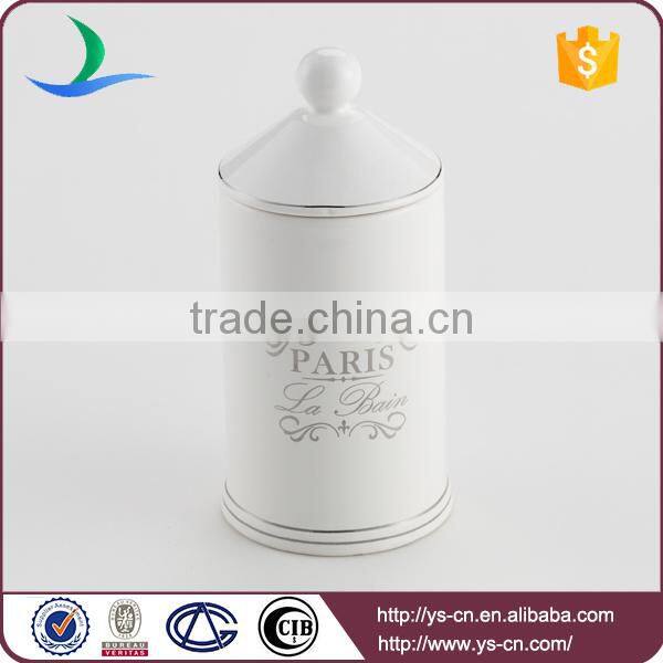 New design bathroom accessories toilet ceramic cotton jar with certificate