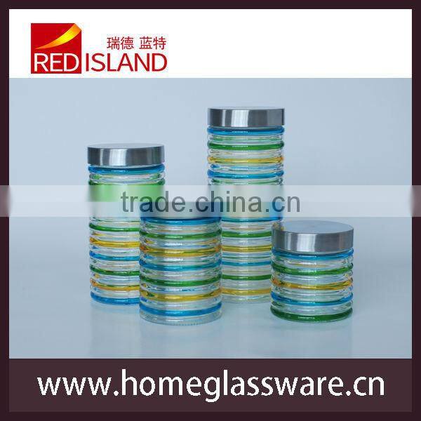 wholesale 4 size Glass jars with stainless steel lid for food storage