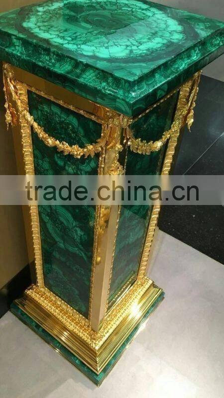 Ornate Design Malachite and Gilt Bronze Mounted Flower Stand, Luxury Home Decorative Telephone Stand