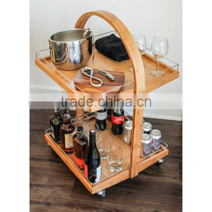 wooden rolling beer carrier