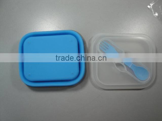 2015 wholsale 2 compartment silicone collapsible lunch box,silicone lunch container