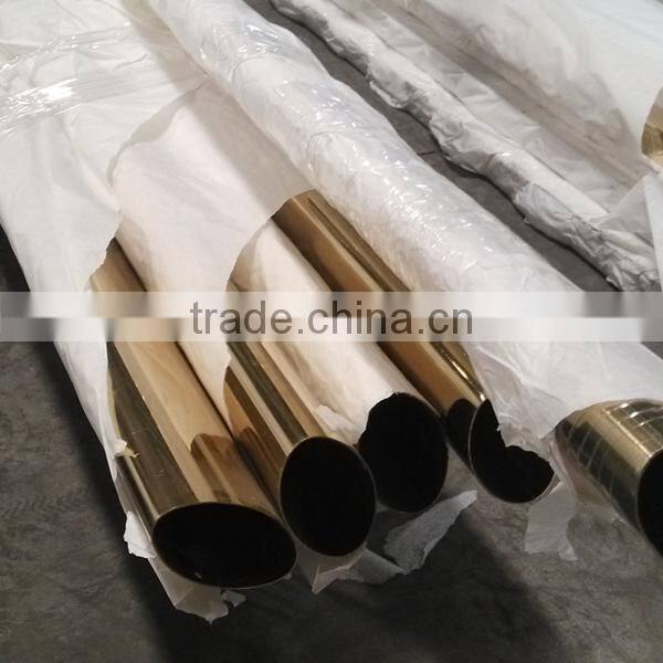 Foshan 304 Embossed Golden Color Stainless Steel Pipe and Tube for decoration