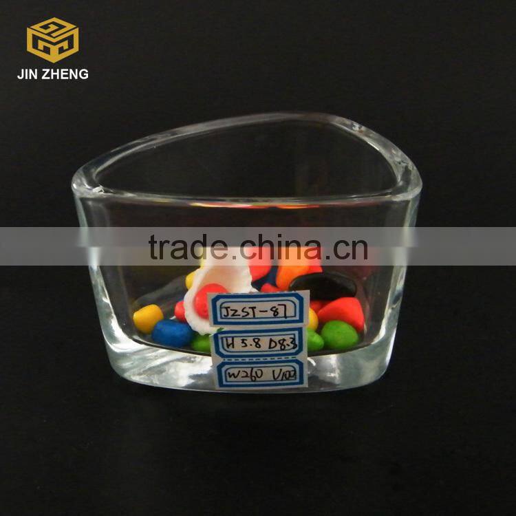 triangle design clear glass candle holder , wax glass candle holder wholesale