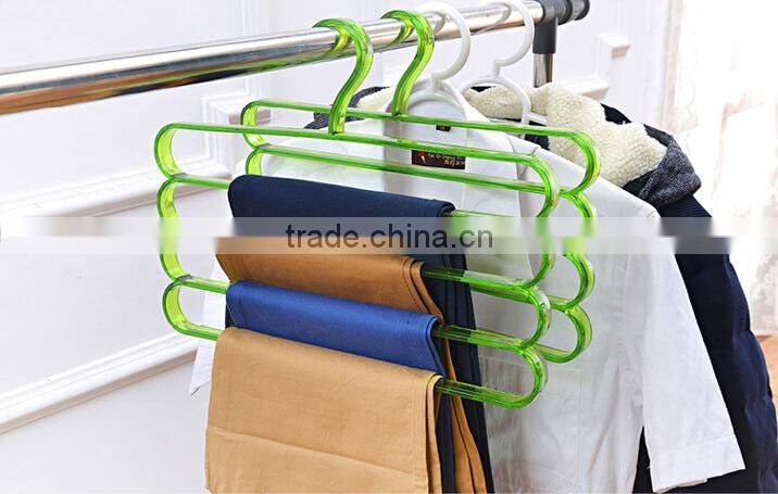 Fashion Colorful 4Layer Plastic Trousers Hanger Towel Hanger Clothes Hanger