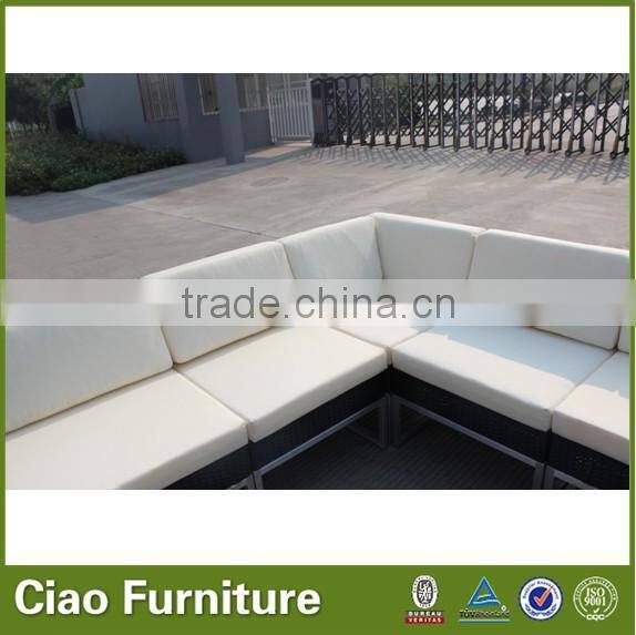 Garden sectional I shape aluminum frame rattan sofa furniture