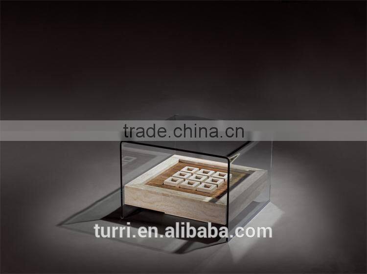 high quality glass top natural marble small square coffee corner table