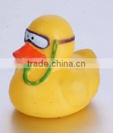 BPA free PVC baby tub swimming yellow duck with reading glasses