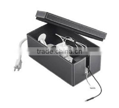 Faux Leather Socket Storage Bin Charging Organizer With Removeable Lid