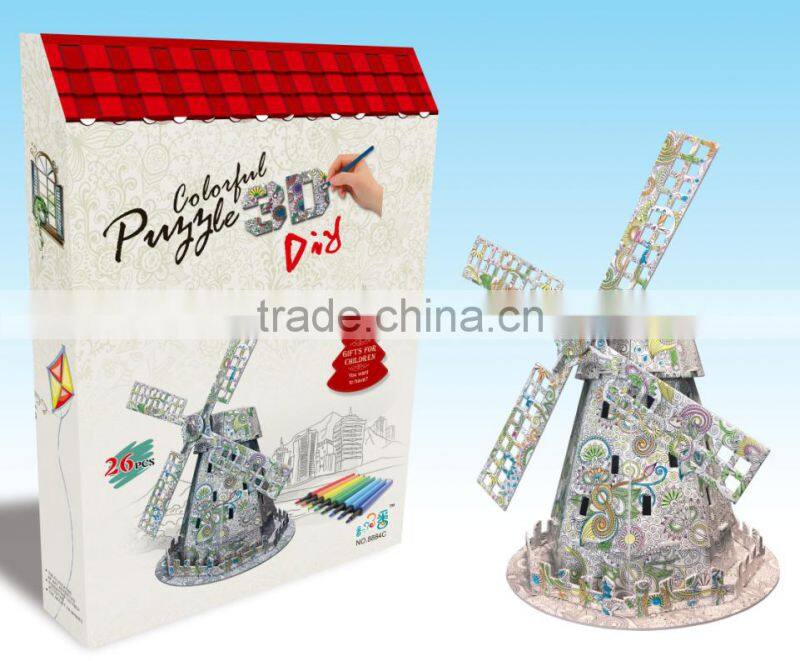 newly-developed 3D painting famous building paper puzzle for kids LT8884C