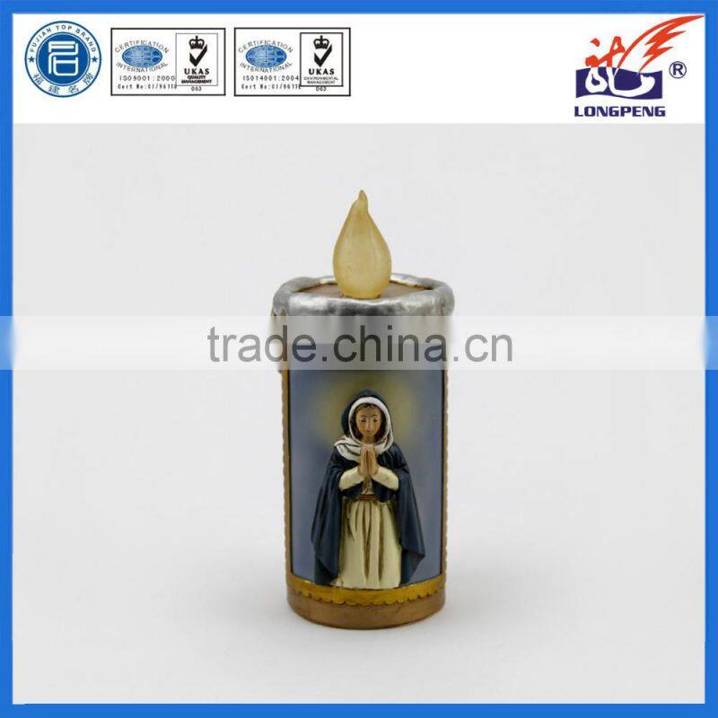 Resin Religious Statue Mary in The Candle with Led Light