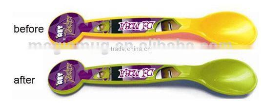 OEM Cold Color Changing Custom Plastic Spoon 9.4g 16cm Baby Spoon